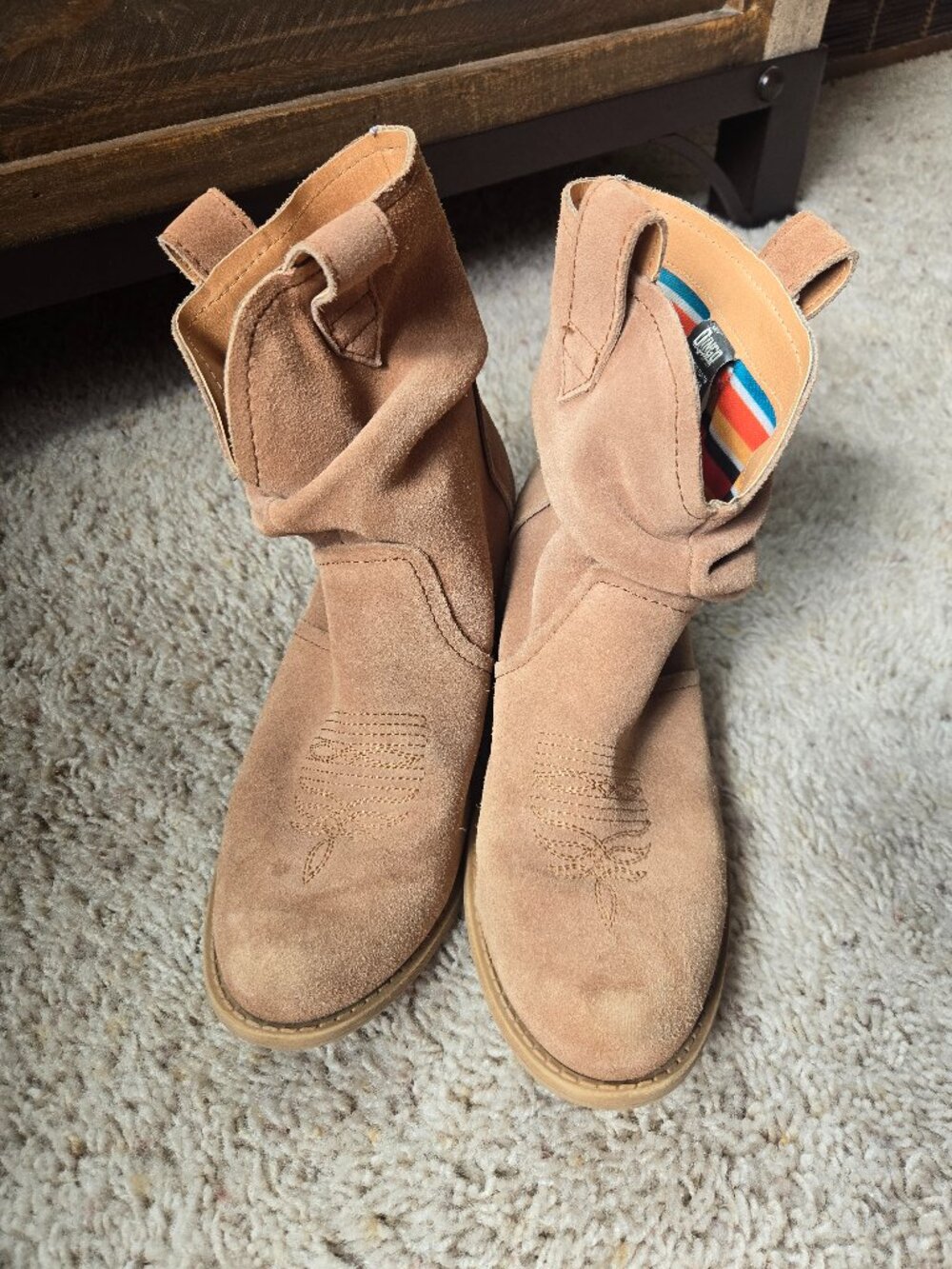 Dingo Jackpot Slouch Suede Booties Dark Tan Size Women's US Size 7W